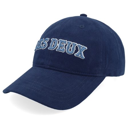 Les Deux - Blå unconstructed Kasket - Colourful Logo Dark Navy Blue Dad Cap @ Hatstore