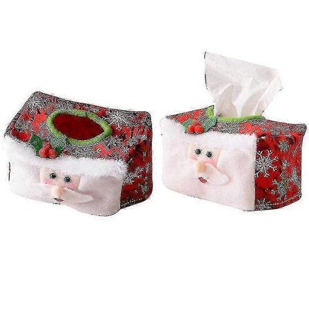 2 stk Bil Tissue Box Omslag Håndklæde Serviet Papir Etui Holder Organizer Opbevaringspose Juledekoration-lingling} Rød