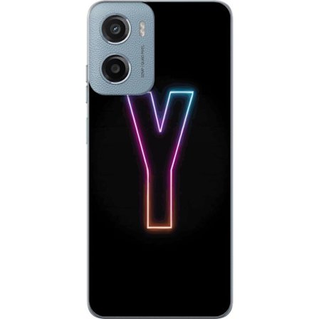 Kompatibel Mobilcover til Motorola Motorola Moto G05 Minimalistisk neonbogstav Y i farveskiftende lys mod sort baggrund