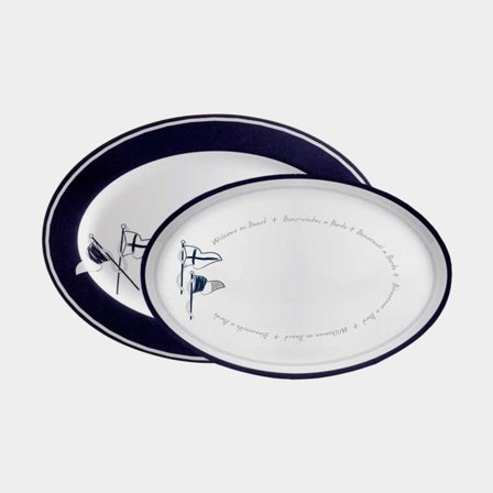 Plats de service en mélamine Marine Business Welcome On Board, blanc/bleu, 2 pièces