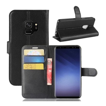 Samsung Galaxy S9 Läckert enfärgat läder fodral - Svart