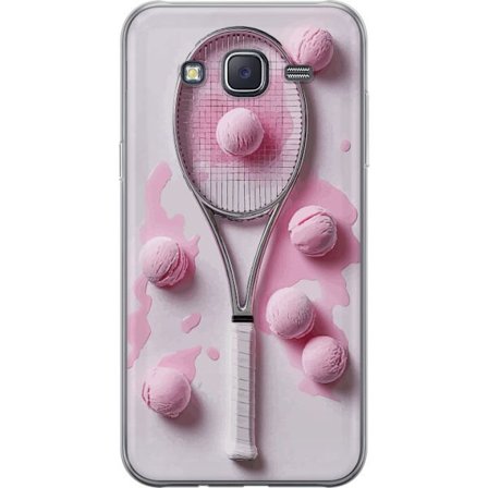 Kompatibel Mobilcover til Samsung Samsung Galaxy J5 Rosa glaskugler og tennisketsjer i et kreativt stillbillede med legende popfølelse og moderne des