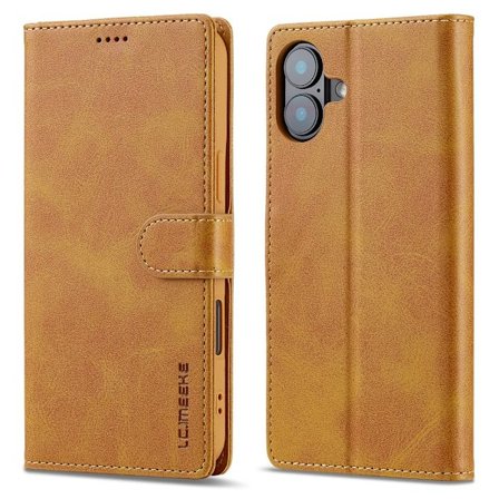 LC.IMEEKE Plånboksfodral iPhone 16 Cognac