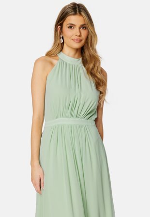 VILA Cirilla S/L Haltermidi Dress Cameo Green Klær