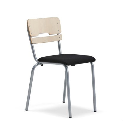 Klassenzimmerstuhl SCIENTIA, breite Sitzfläche, H 460 mm, Birke mit gepolsterter Sitzfläche