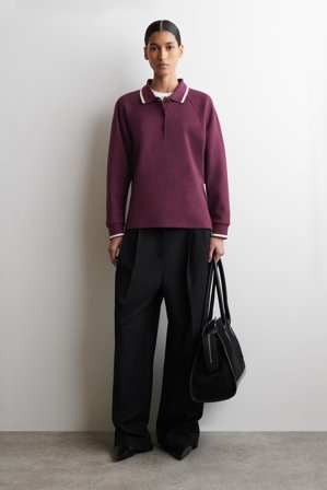 COS Bawełniana Koszulka Polo Z Kontrastową Lamówką in Czerwony