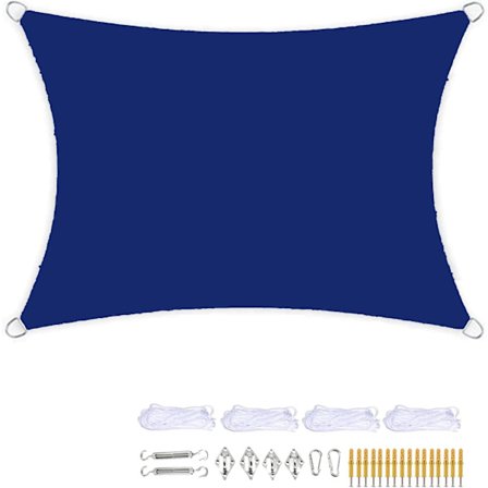 Rektangulær skygge sejl med gratis reb og monteringssæt solsejl vandtæt åndbar til swimmingpool restaurant parker bil 2X3m