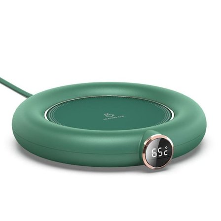 Kaffe kopp og koppvarmer for bruk på skrivebordet, elektrisk grønn