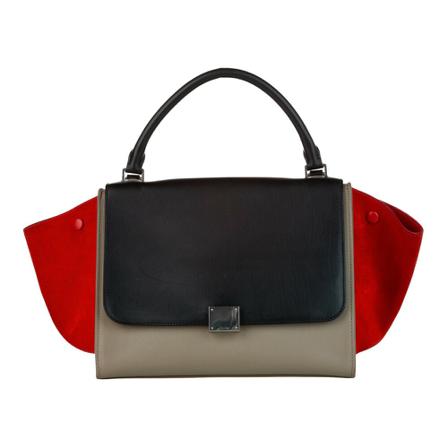 Celine Vintage Pre-owned Trapeze Tricolor Leather Satchel Sort, Dame Vintage Tasker, Størrelse: ONE Size