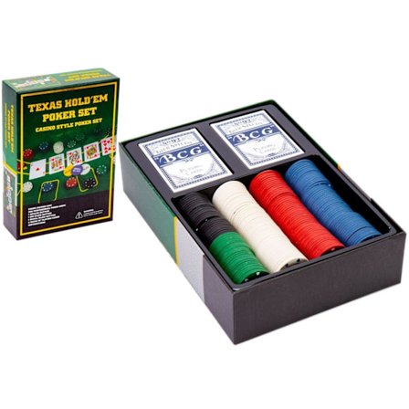 TEXAS Hold'em Poker Set m Duk för Poker/Black Jack