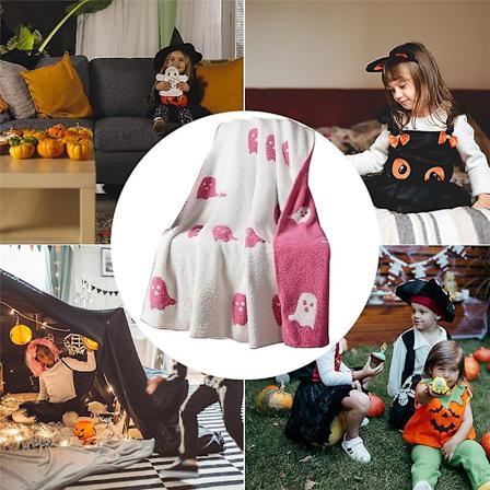 Hauskaa Halloweenia - Super Pehmeä Flanellipeitto Kaksipuolinen Haamupeitto Juhlapeitto Sovalle, Sängylle ja Sohvalle
