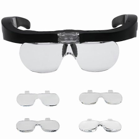 USB Oppladbar Hodemontert Forstørrelsesglass LED-lys Forstørrelsesglass