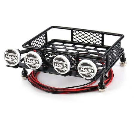 Metal Bagagebærer 115 x 107 mm med Spotlights til CC01 CR01 D90 Axial SCX10 1/10 RC Crawler Bil
