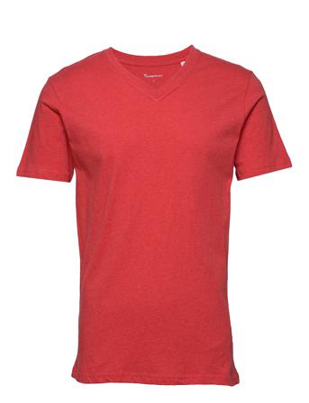 Alder Basic V-Neck Tee - Gots/Vegan T-shirts Short-sleeved Punainen Knowledge Cotton Apparel