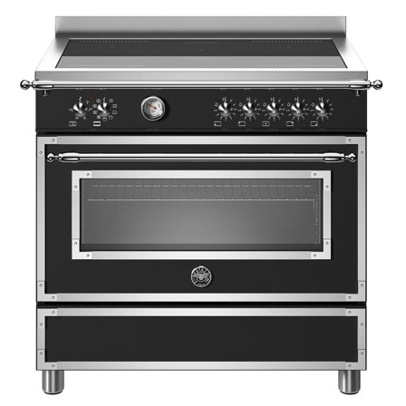 Bertazzoni HER95I1ENET Heritage Induksjonskomfyr med ovn 90 cm, Matt Svart' - 'Matt sort, pantone process black c