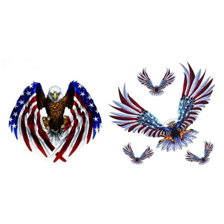 2-pack Dekal Sticker för Bil Motorcykel Örn med USA-flagga, 1 st & 1 set med 4 st