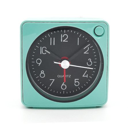 Mini Alarm Clock, Silent Sweep, No Ticking, Auto Back Light And Snooze Function, Travel Use (green/black Dial/black White Hands)