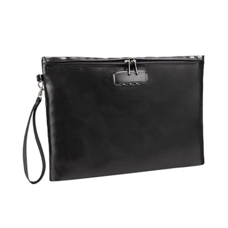 Brannsikker Dokumentmappe med Lås Penger Sikkerhetsorganisator Glidelås DB Svart