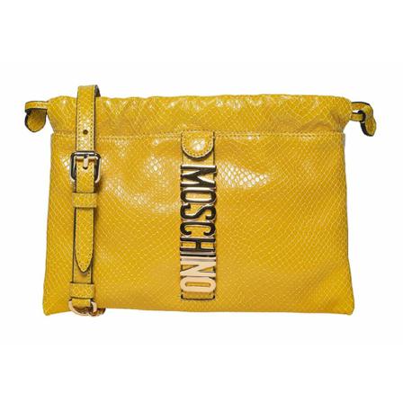 Moschino, Logo Leather Crossbody Bag Geel, Dames, Maat:ONE Size