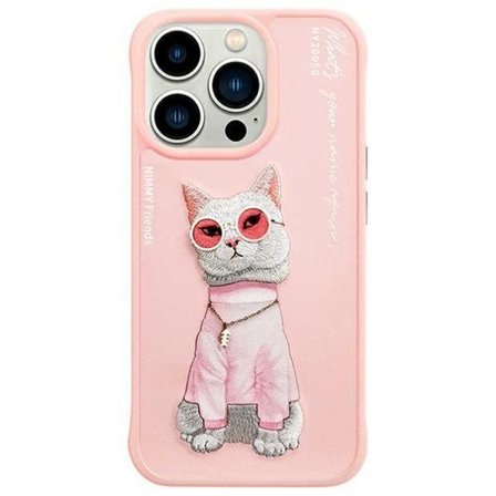 Nimmy Glasses Cool Cat Case for iPhone 15 Pro Max - Pink