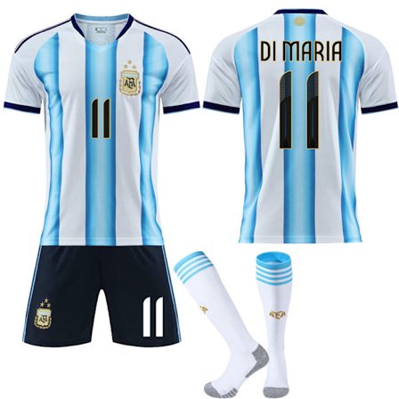 25-26 VM Argentina Hjemme NR.11 DI MARIA Drakter Barn Voksen Fotballutstyr Med Sokker
