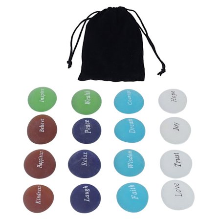 16 stk. Inspirerende sten blandet farve flade sten dekorative med ord til vasefyld borddekoration DIY-håndværk