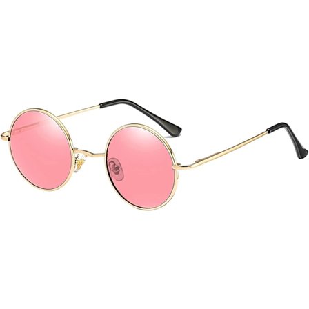 Solgul Klassisk Rund UV400 Med Lennon Style Vintage Metal F