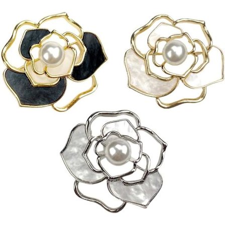 3 st Damklädesbroscher, Damhalsduksnålar, Kamelia J