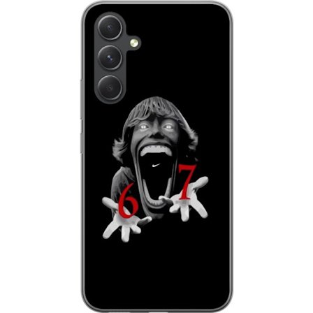 Kompatibelt Mobildeksel til Samsung Samsung Galaxy S24 67 meme skrekk ansikt svart rød skrekkdesign seks sju meme viralt trender ikonisk utseende