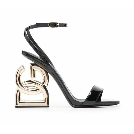 Dolce & Gabbana, Black Leather Sandals Zwart, Dames, Maat:36 EU,leer