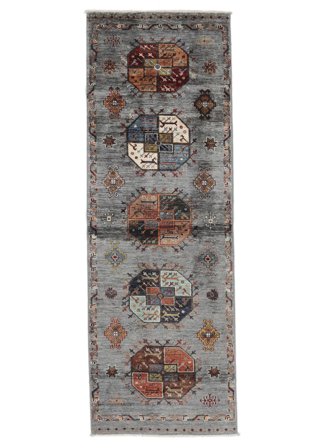 Hand Knotted Shabargan Rug 81X242 Dark Grey/Brown