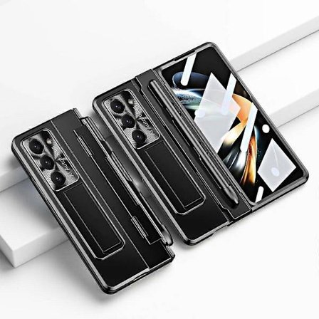Z Fold 6 Pläteringsskal, Slim PC Inbyggt Skärmskydd Allomfattande Skal med Ställ & S Pen Hållare För Samsung Galaxy Z Fold 6