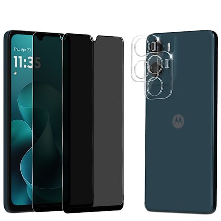 2-Pack Motorola Moto G06 Privacy Näytönsuoja & 2-Pack linssinsuoja - Karkaistu Lasi 9H - Super laatu 3D