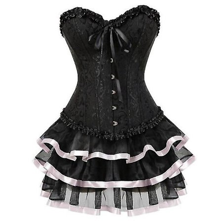 Sexiga Korsetter Klänningar För Kvinnor Plus Size Kostym Overbust Burlesk Korsett Och Mini Kjol Set Tutu Corselet -a