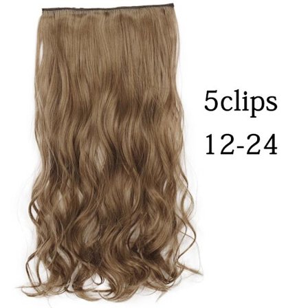 Syntetisk 22 32 tum 5 Clips Hårförlängning Värmebeständig falska hårstycken Långa vågiga frisyrer Clip In Hair Extensions