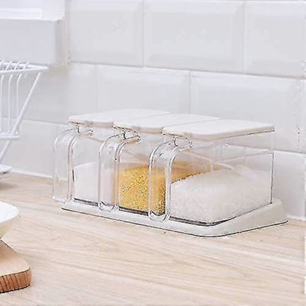 Klar Krydderiopbevaringsboks, 3 Dele Klar Krydderiopbevaringsbeholder Til Krydderier Salt