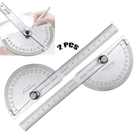 2 stk Vinkelmåler i rustfritt stål 0-180 grader