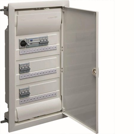 Hager VU36NF Centralapparat Typ: Volta, IP30 3 x 12 moduler, Elfördelning & strömförsörjning