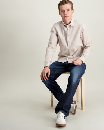 Jack & Jones JJEBREEZE LINEN BLEND SHIRT L/S SN JNR Beige Hemden Jungen - Kids Brand Store