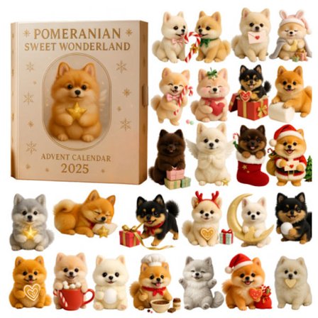 Adventskalender Blind Box Juletræsornament Akrylvedhæng - Pomeranian