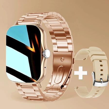 Smart Klocka För Män Kvinnor Present För Xiaomi Full Touch Screen Sport Fitness Klockor Bt Ring Digital Smartwatch Armbandsur 200 24 Nytt Golden steel