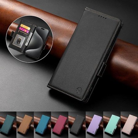(Til iPhone 16 Pro Max) Læder telefoncover med kortlommer og magnet