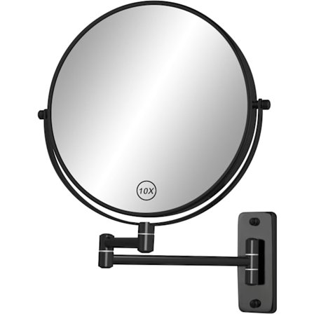 8-tommers veggmontert sminkeforstørrelsesspeil, dobbeltsidig 1x/10x, bad