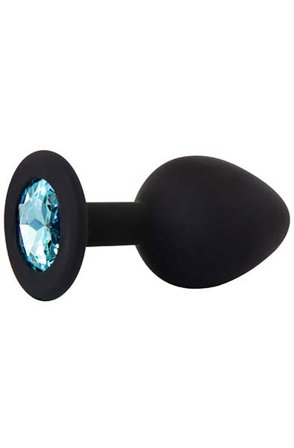 Silicone Plug With Gem Black/Blue Medium - Woome.pl