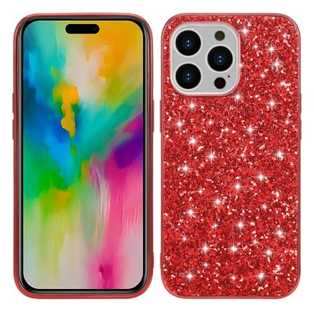Glitter iPhone 16 Pro Max kotelot - Punainen