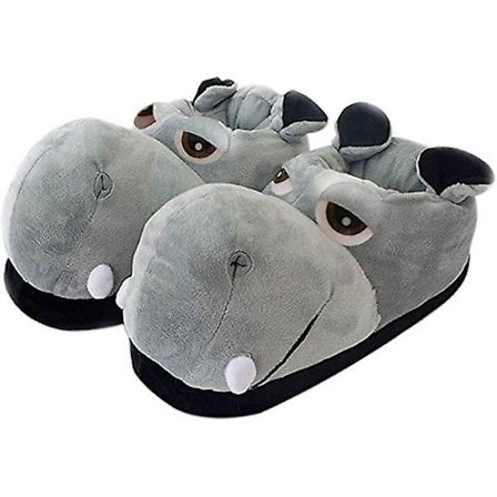 Bomullstofflor Vuxen Flodhästs Hemtofflor Tofflor Plysch Djur Kartongtofflor Storlek Tofflor Grå (2-b-b)