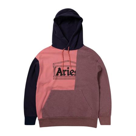 Aries Overdyed Colourblocked Hoodie Pink, unisex