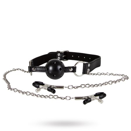 DIABOLIQUE BLACK - GAG MED BRYSTKLEMMER - Sexleker Vuxen: Bondage & Fetish