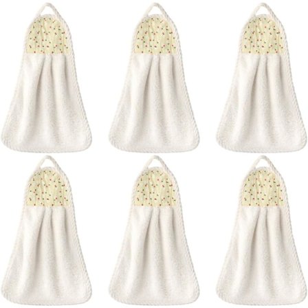 Hengende håndklær i korallfleece, vannabsorberende håndkle for hjemmekjøkken, bad, beige [BR]