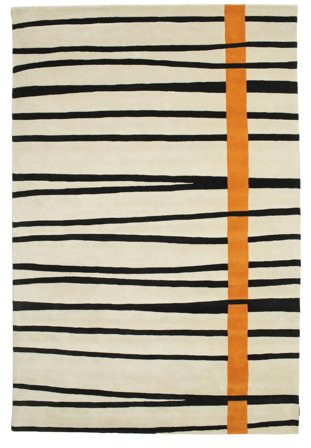 Tappeto Di Lana Righe Gummi Twist Handtufted Arancione